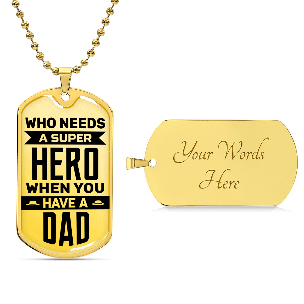 Super Hero Dad Dog Tag, Father's Day Gift For Dad, Luxury Military Necklace