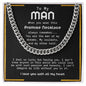 To My Man Cuban Chain Necklace Gift For Him