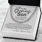 Gifts For Bonus Son, To My Bonus Son Cuban Link Chain, Bonus Son Necklaces Gifts From Bonus Mom