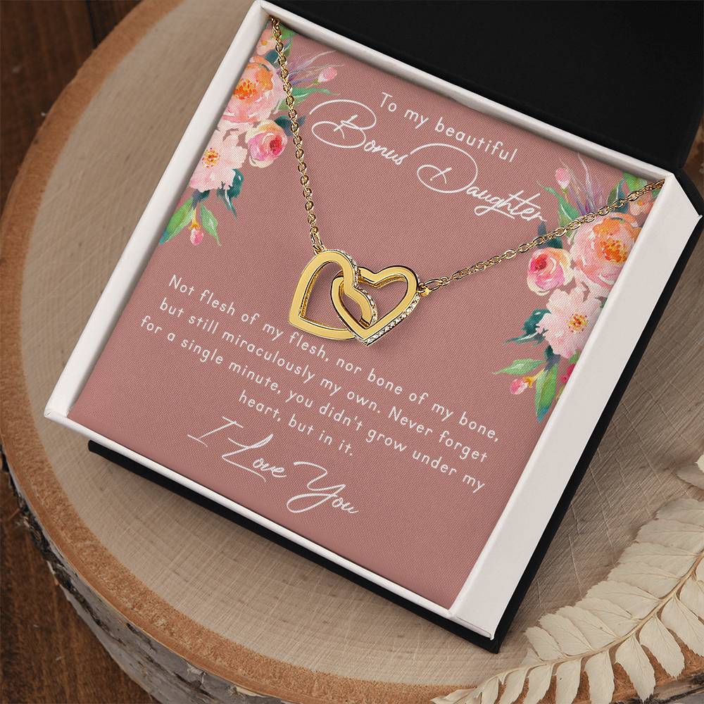 Bonus Daughter, Stepdaughter Gifts - Interlocking Heart Necklace