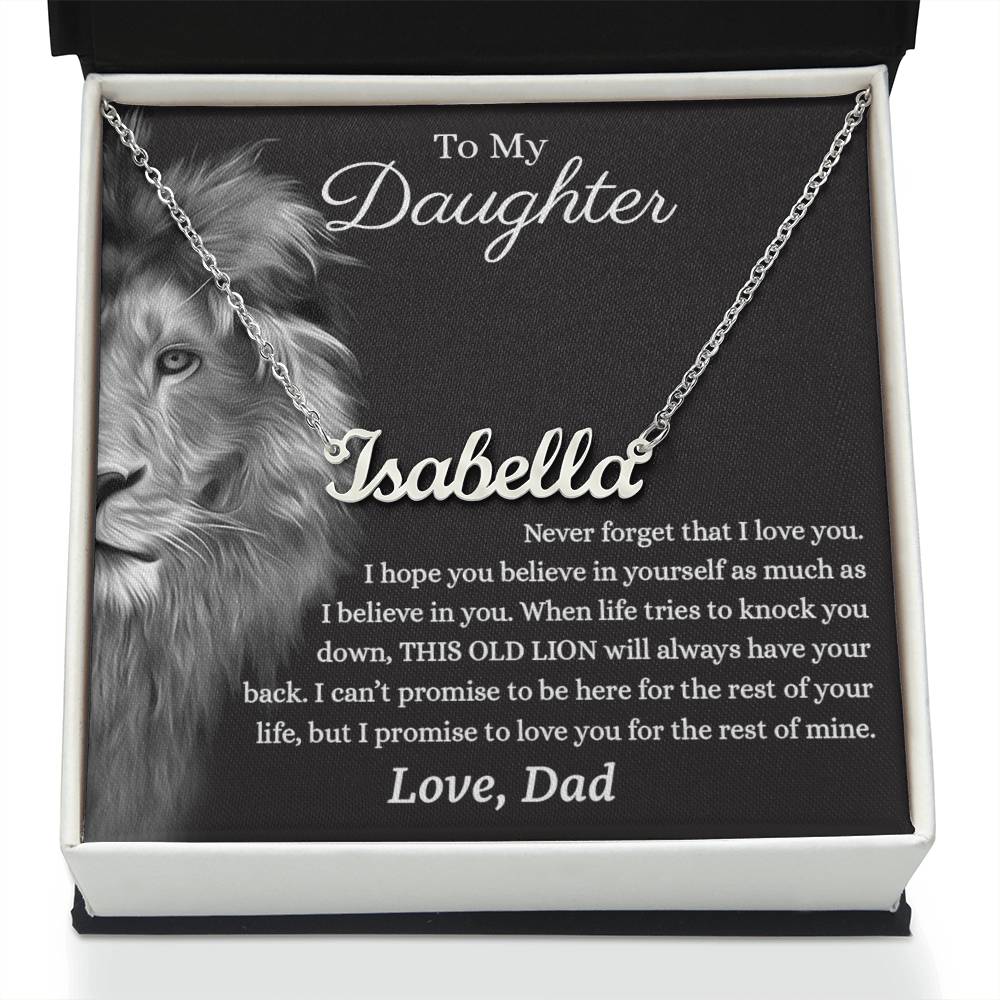 Daughter Gifts from Dad - Lion Custom name necklace