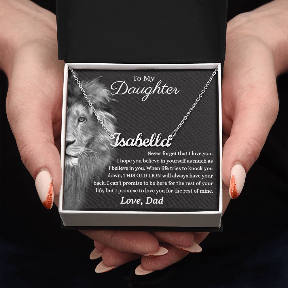 Daughter Gifts from Dad - Lion Custom name necklace