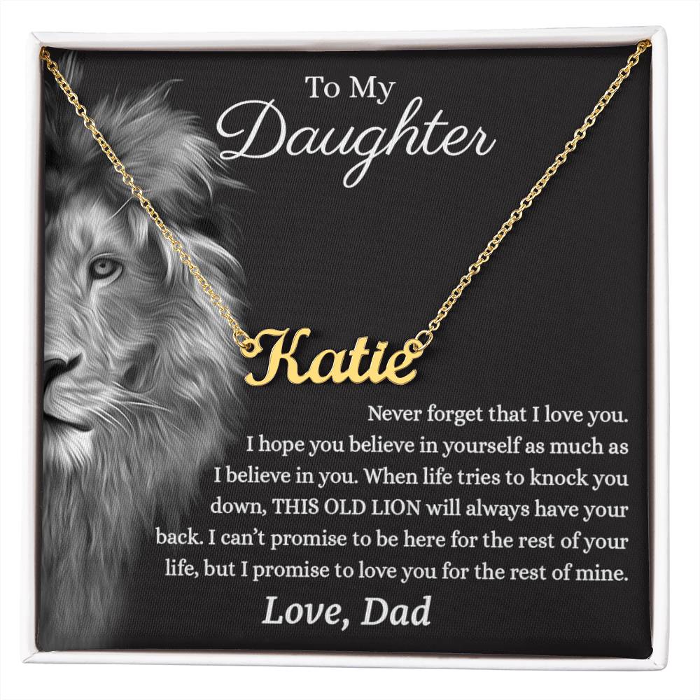 Daughter Gifts from Dad - Lion Custom name necklace