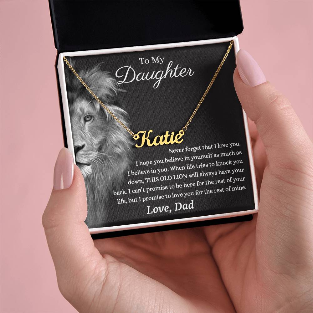 Daughter Gifts from Dad - Lion Custom name necklace