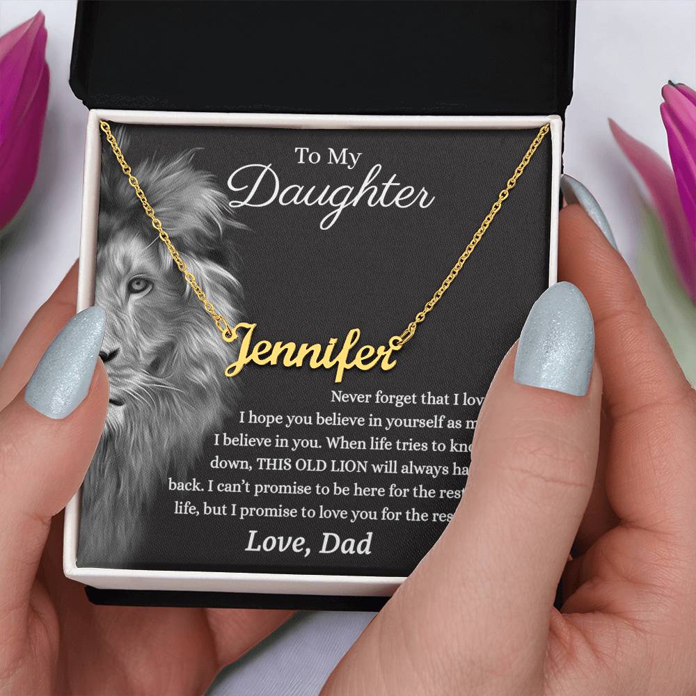 Daughter Gifts from Dad - Lion Custom name necklace