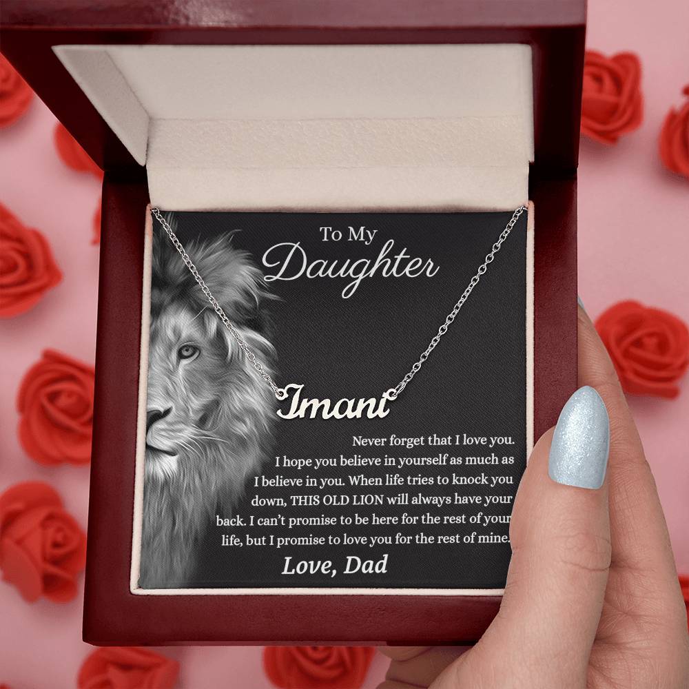 Daughter Gifts from Dad - Lion Custom name necklace