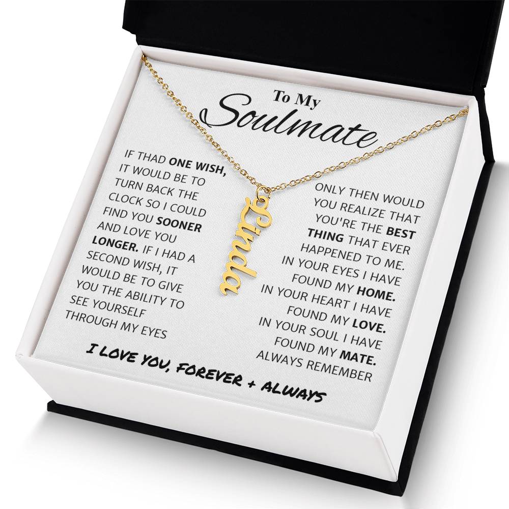 Soulmate Gift For Her - Personalized Vertical Name Necklace