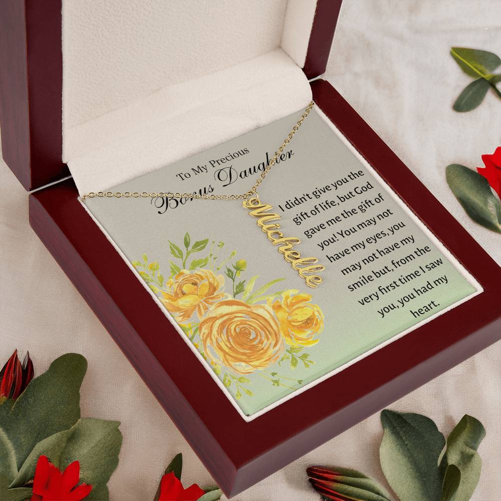To My Bonus Daughter - Personalized Vertical Name Necklace