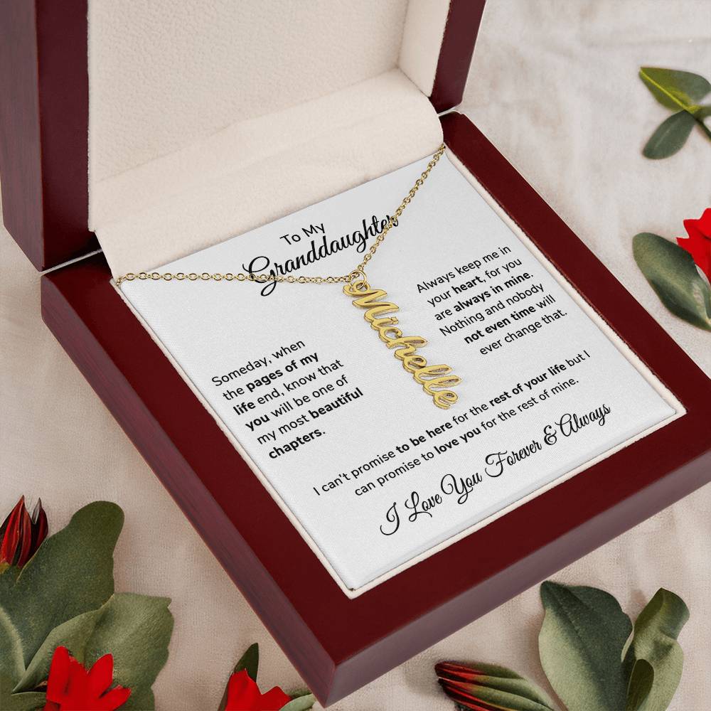 To My Granddaughter Custom Gift - Personalized Vertical Name Necklace