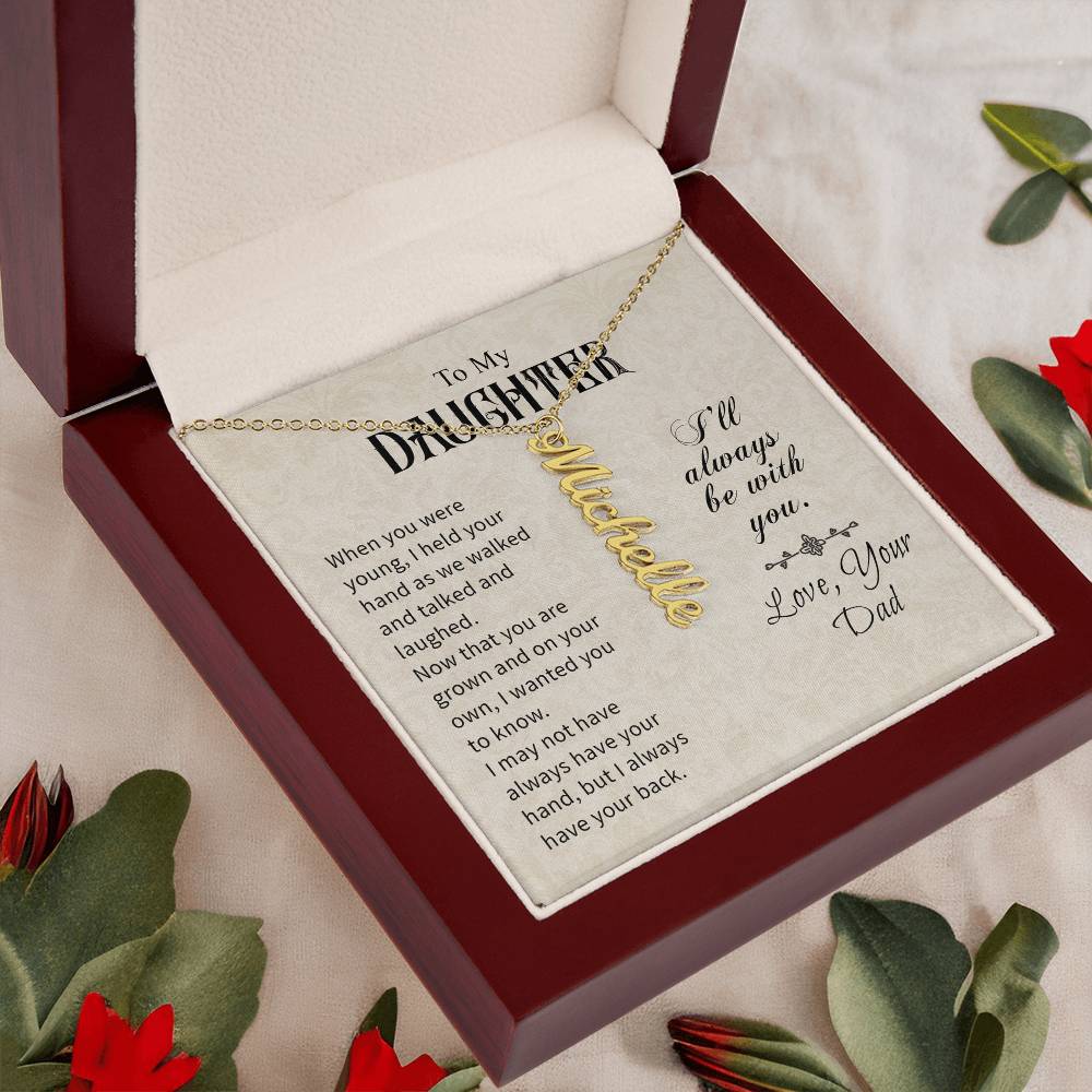 To My Daughter Gift From Dad - Personalized Vertical Name Necklace