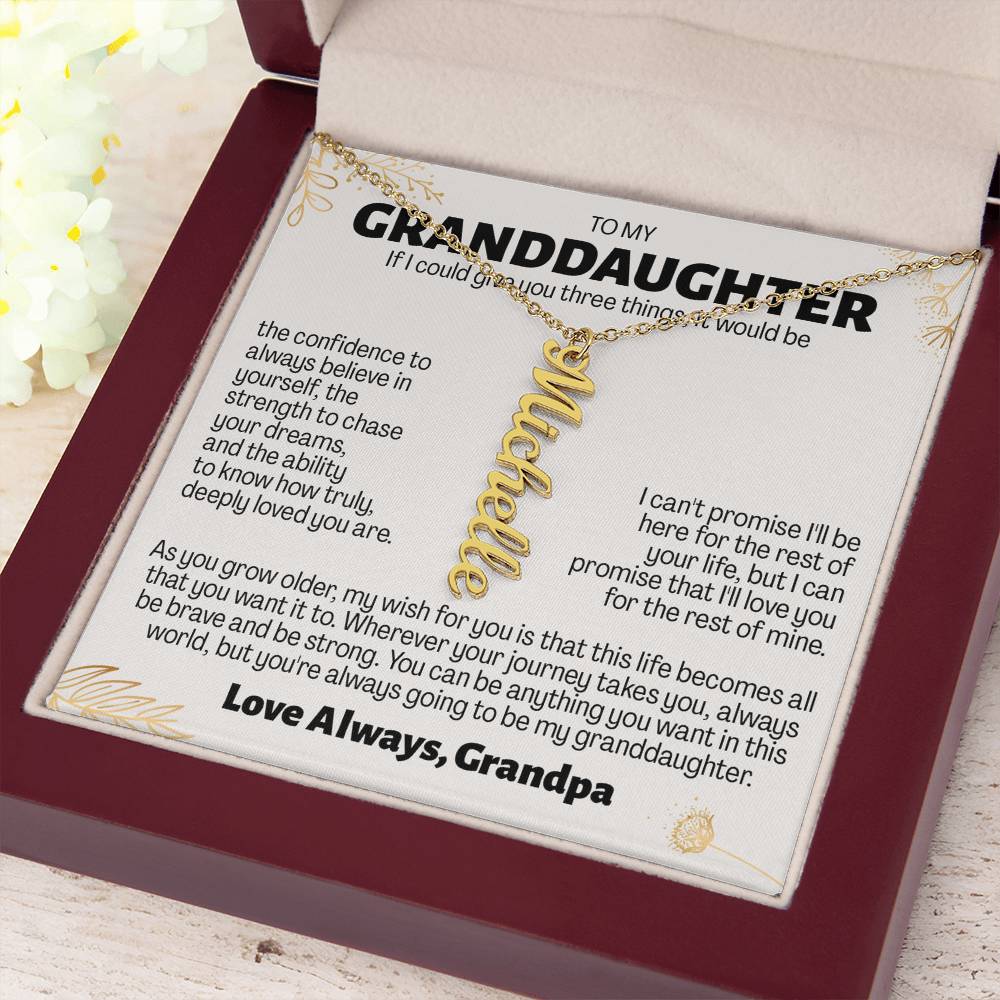 To My Granddaughter Gift From Grandpa - Personalized Vertical Name Necklace