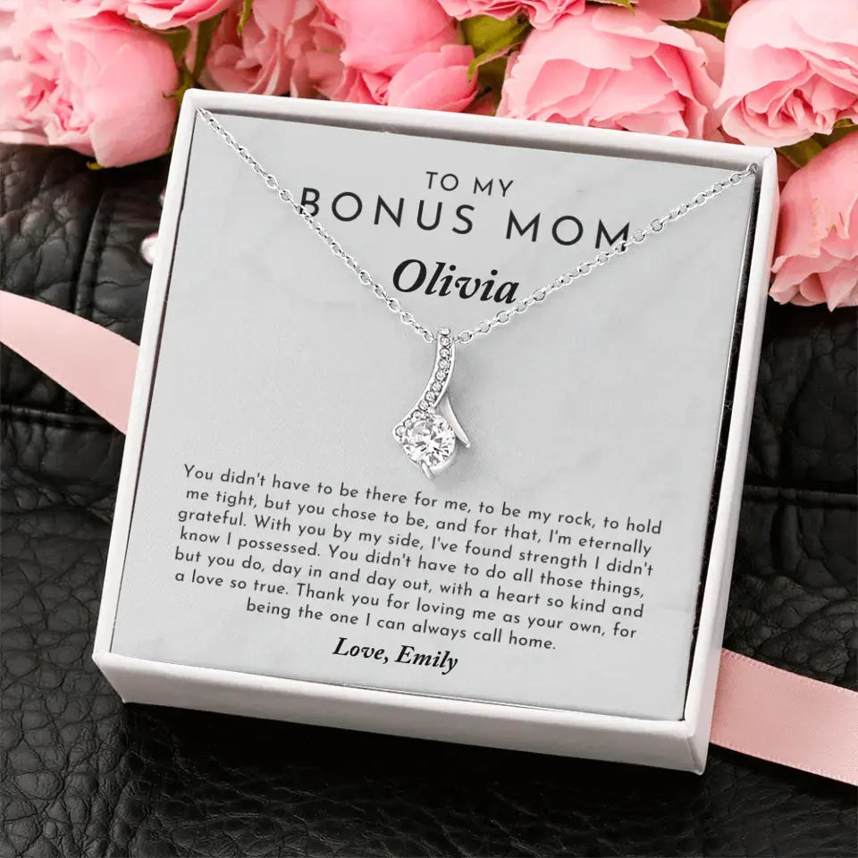 Personalized Gift for Bonus Mom - Alluring Beauty Necklace