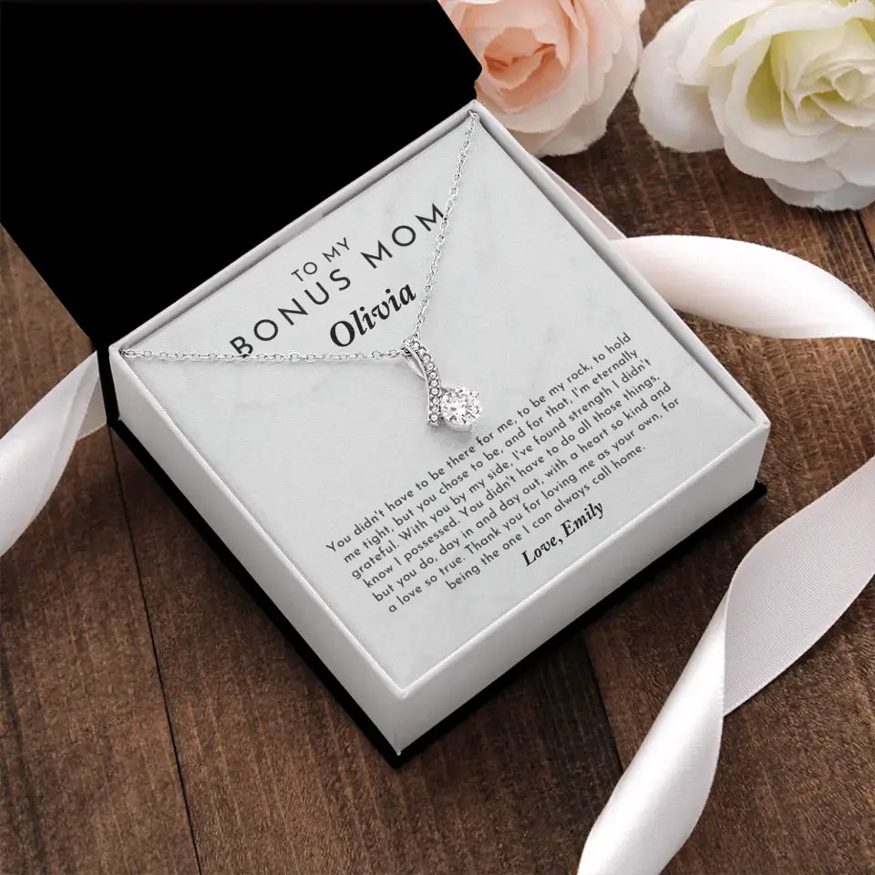 Personalized Gift for Bonus Mom - Alluring Beauty Necklace