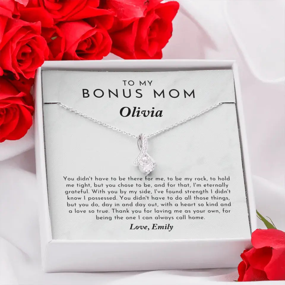 Personalized Gift for Bonus Mom - Alluring Beauty Necklace