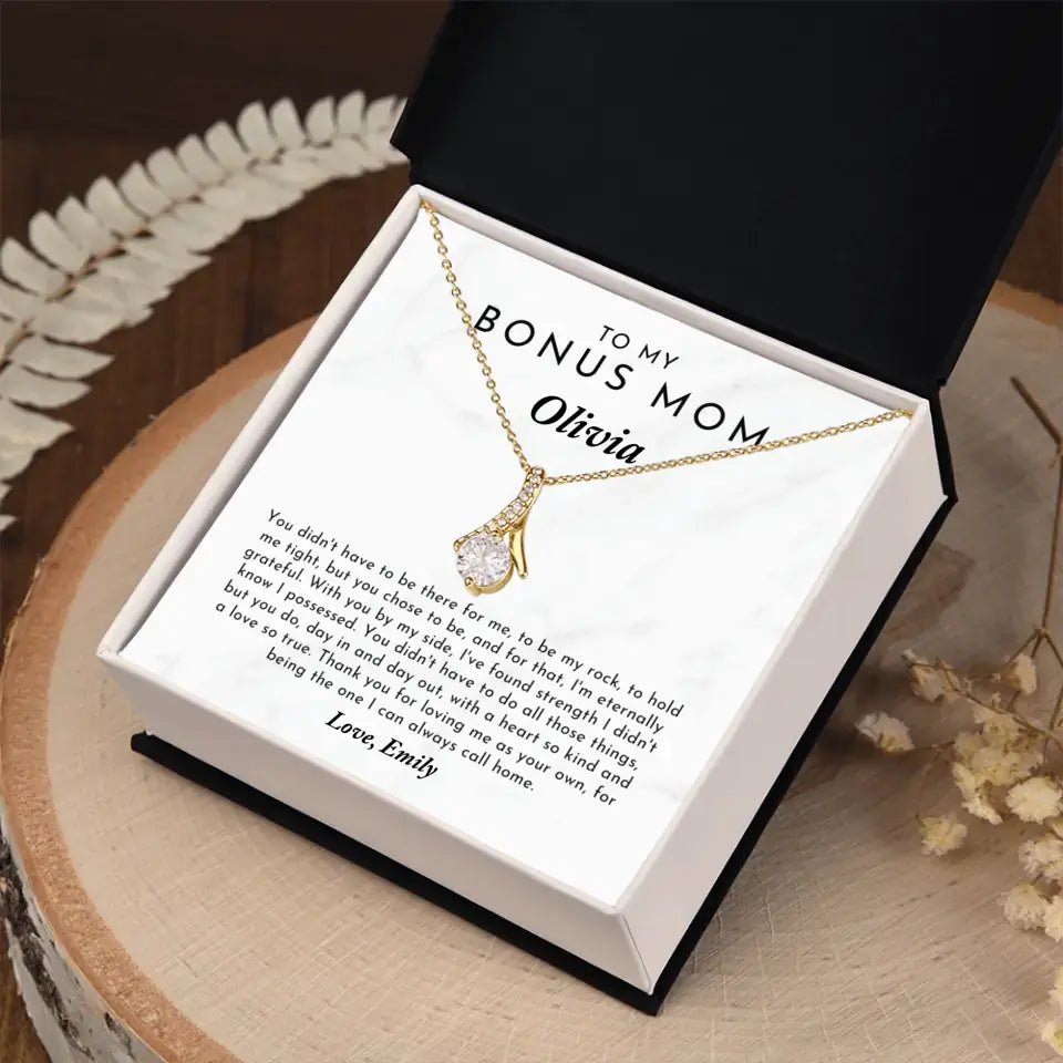 Personalized Gift for Bonus Mom - Alluring Beauty Necklace