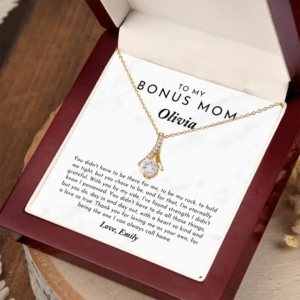 Personalized Gift for Bonus Mom - Alluring Beauty Necklace