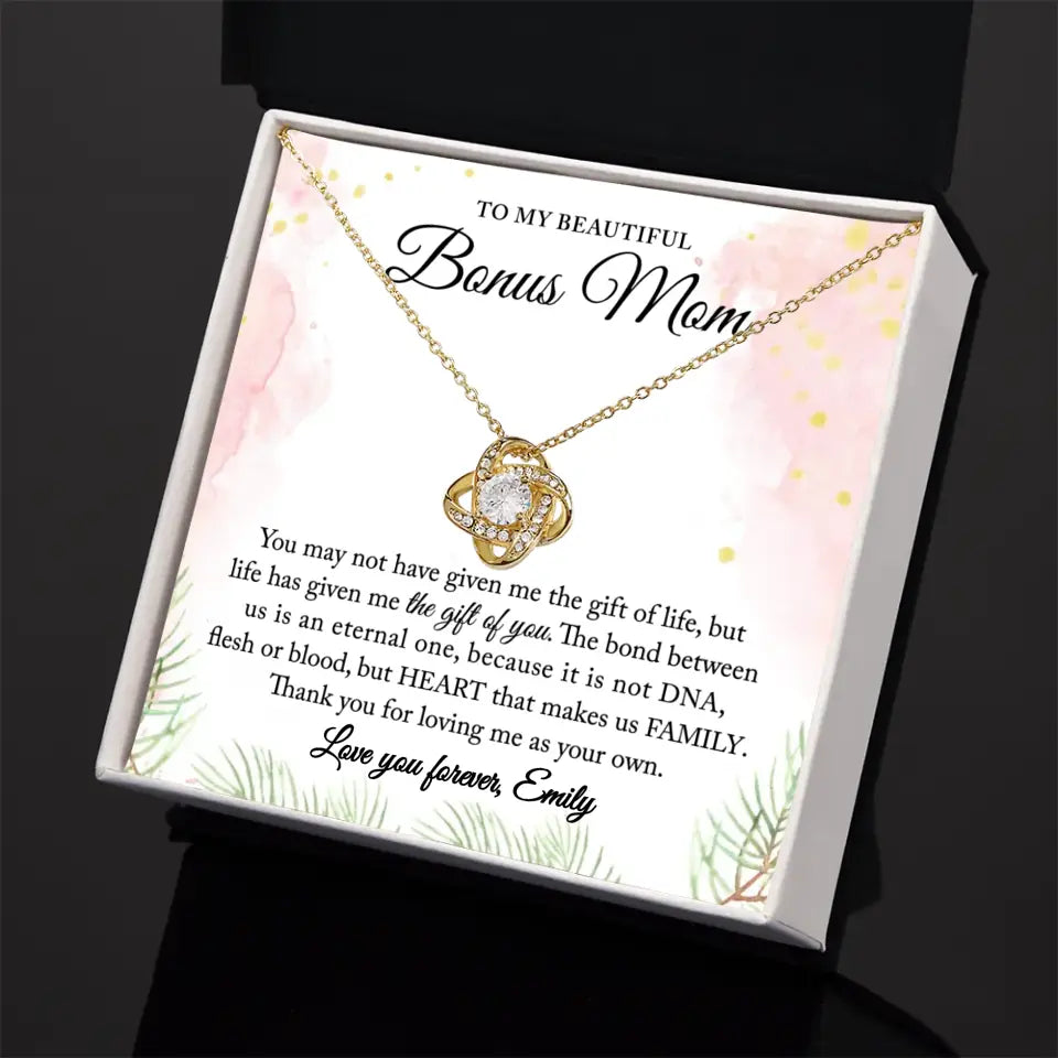 Personalized Gift for Bonus Mom - Love Knot Necklace