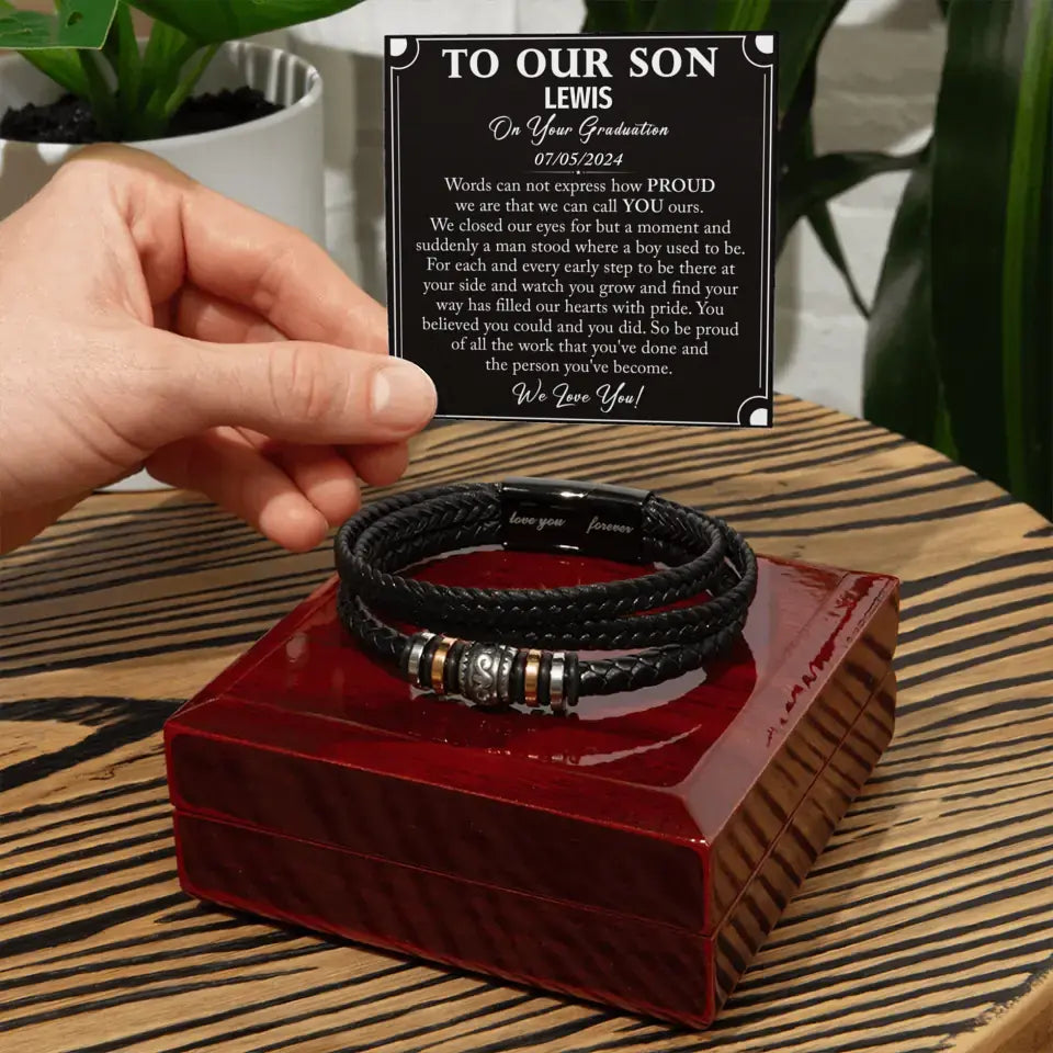 Graduation Gift for Son from Mom and Dad - Bracelet for Son on Graduation