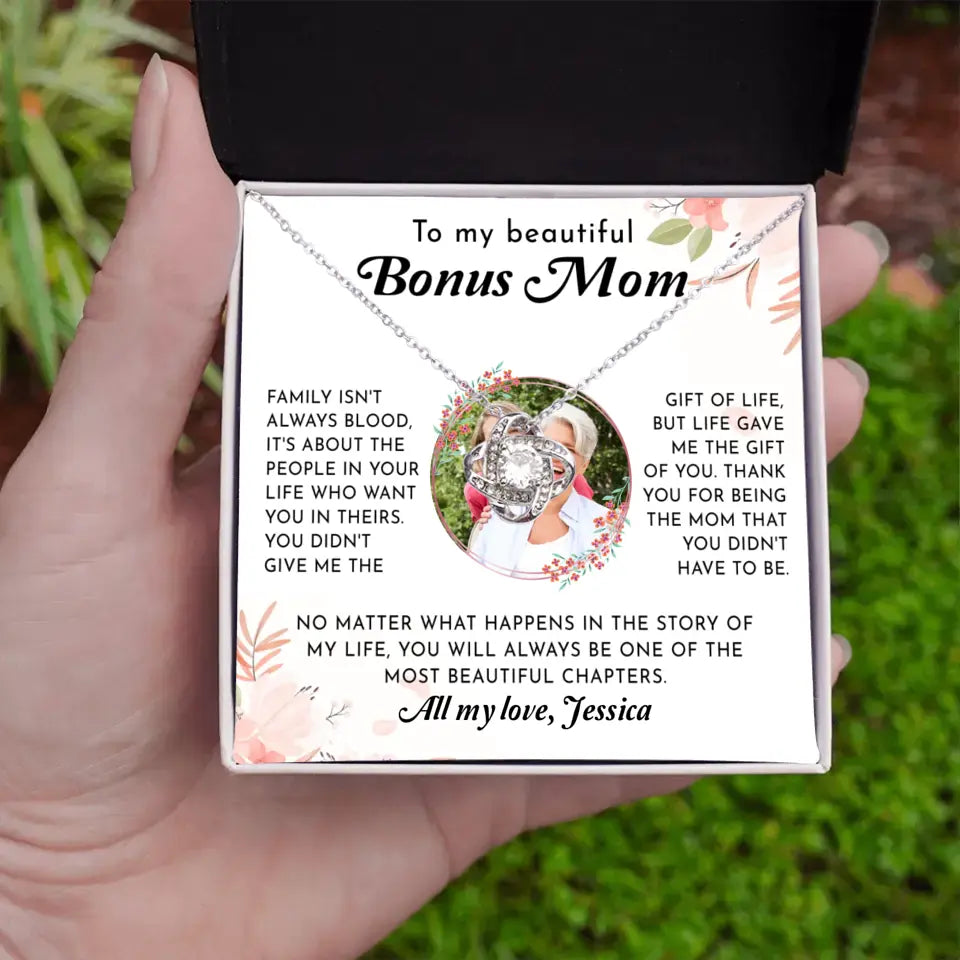 Custom Gift for Bonus Mom - Love Knot Necklace