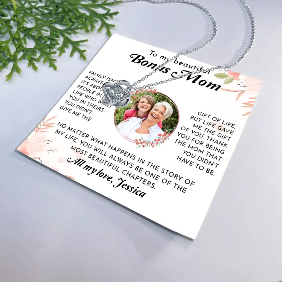 Custom Gift for Bonus Mom - Love Knot Necklace