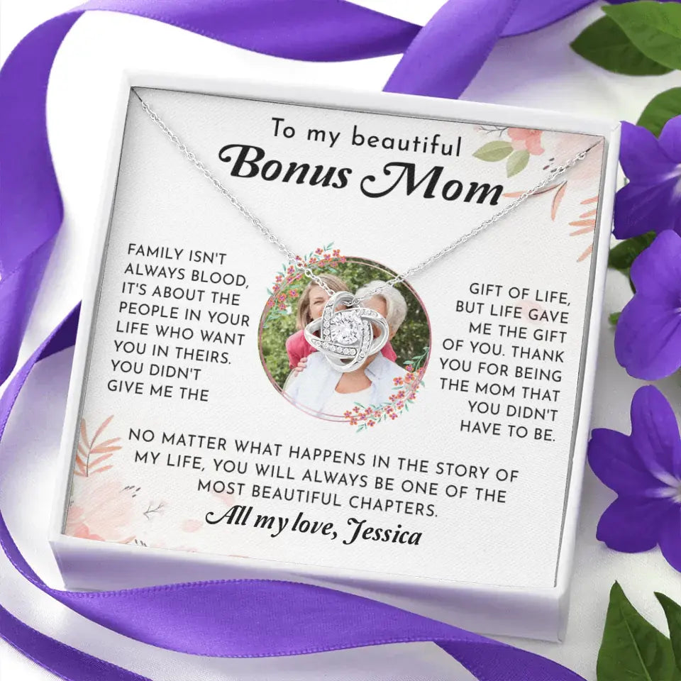 Custom Gift for Bonus Mom - Love Knot Necklace