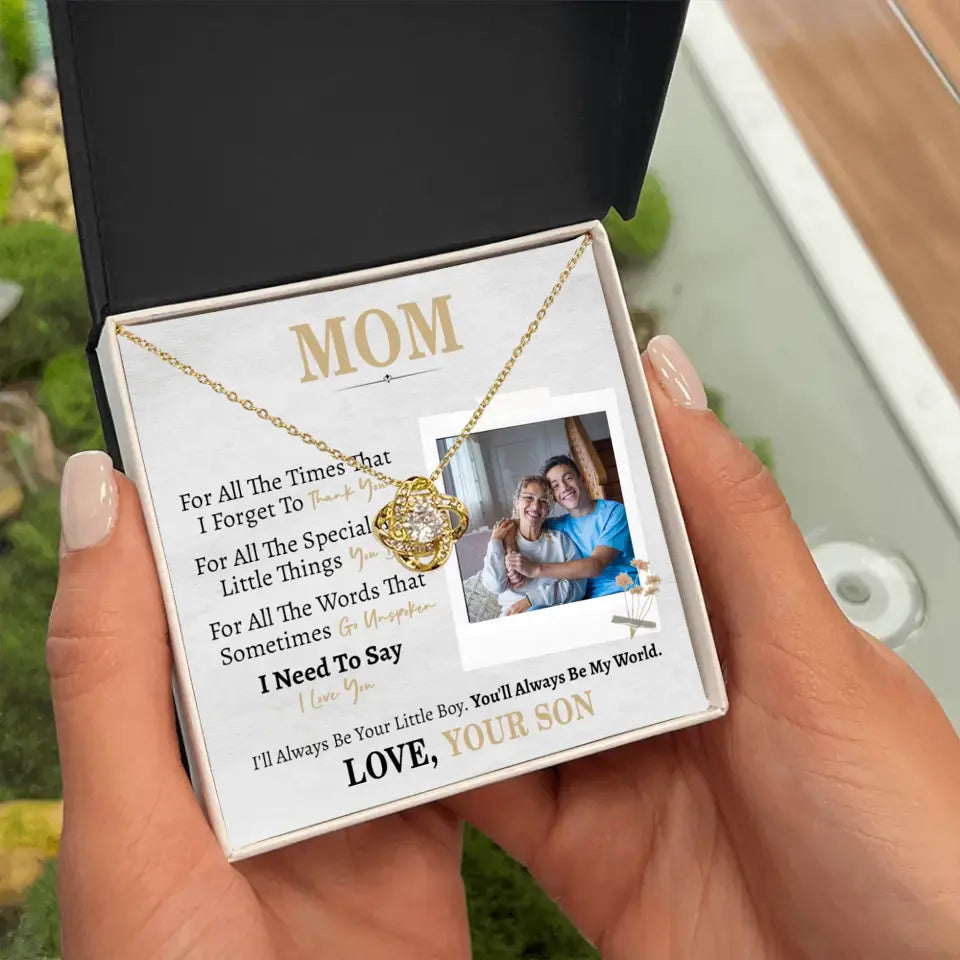 Personalized Gift for Mom from Son- Love Knot Necklace