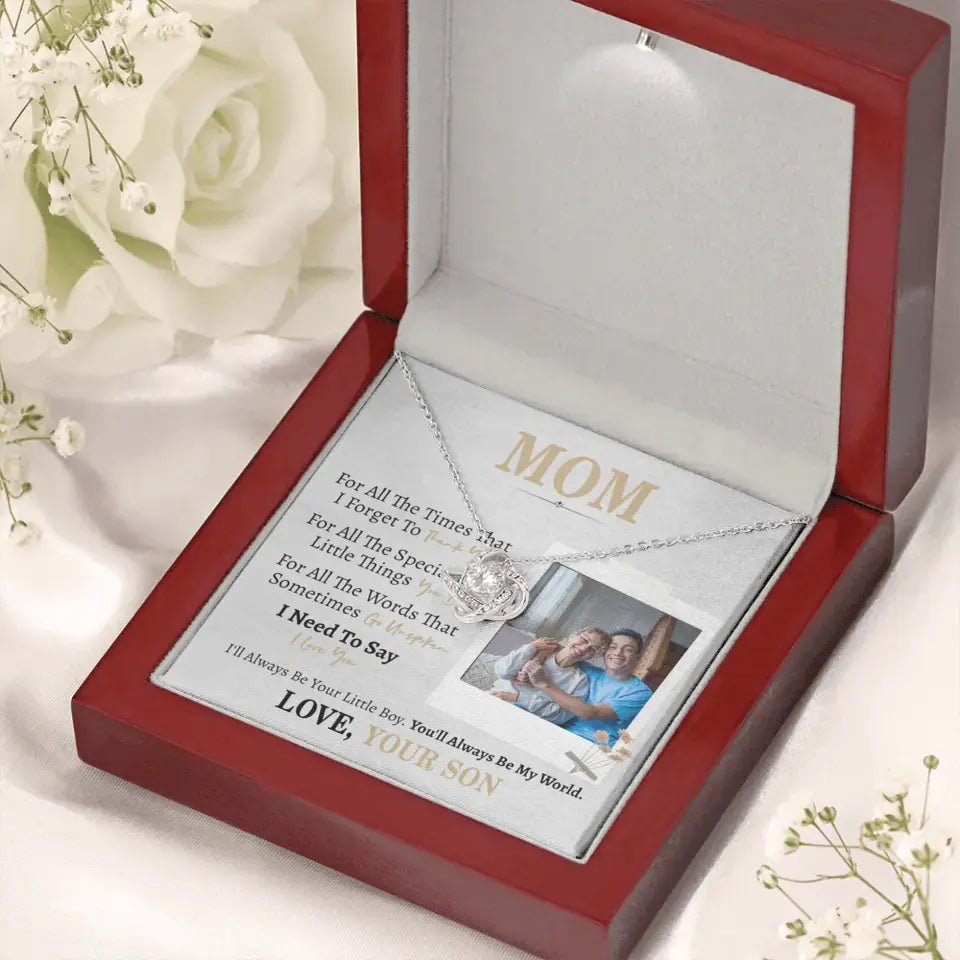 Personalized Gift for Mom from Son- Love Knot Necklace