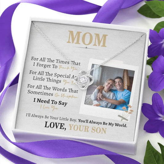 Personalized Gift for Mom from Son- Love Knot Necklace