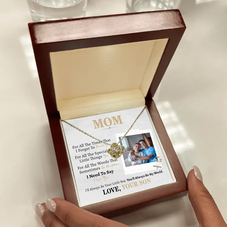 Personalized Gift for Mom from Son- Love Knot Necklace
