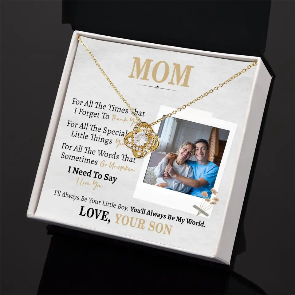 Personalized Gift for Mom from Son- Love Knot Necklace