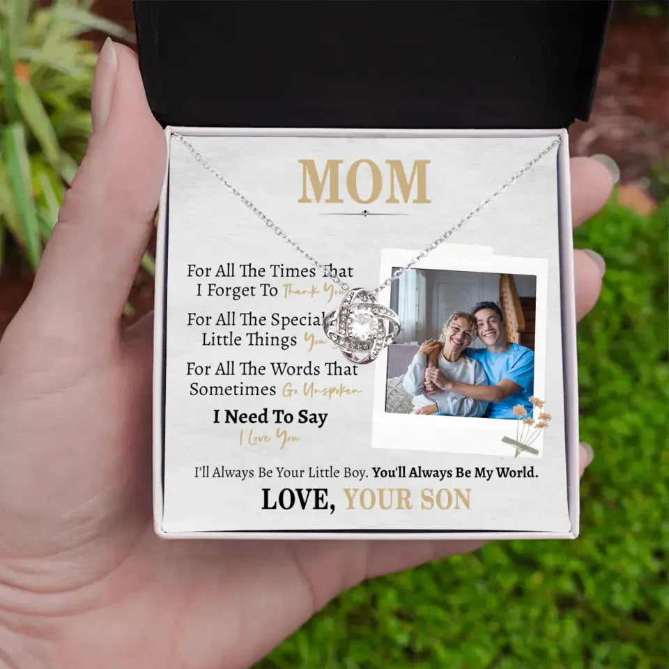 Personalized Gift for Mom from Son- Love Knot Necklace