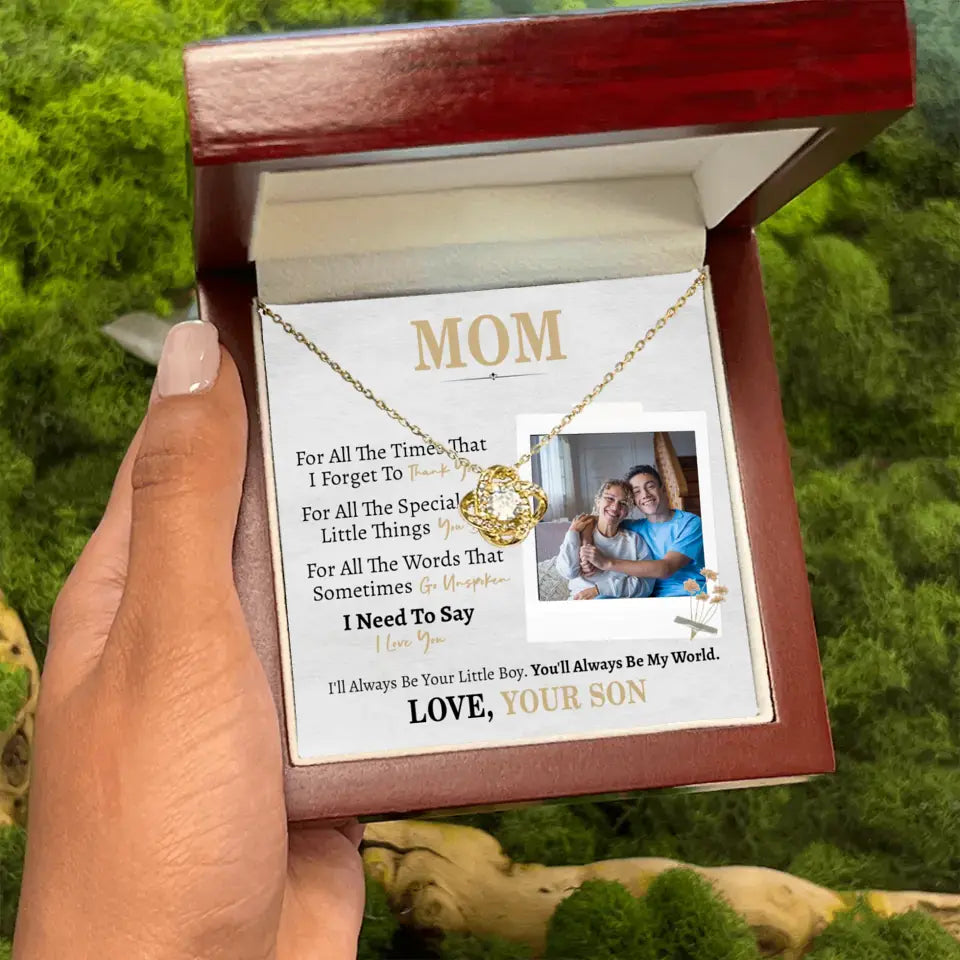 Personalized Gift for Mom from Son- Love Knot Necklace