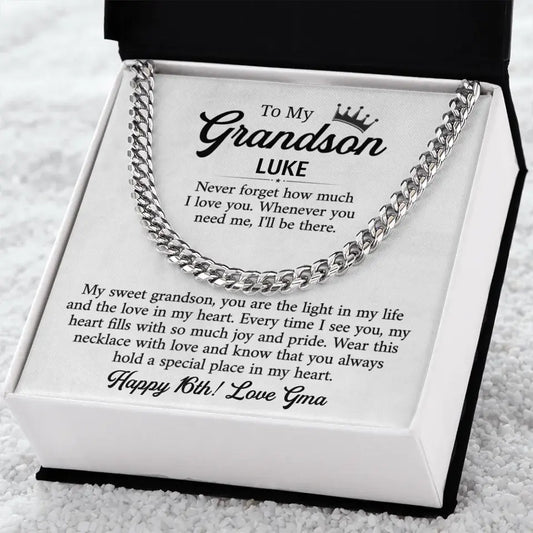 Personalized Gift For Grandson- Cuban Link Chain