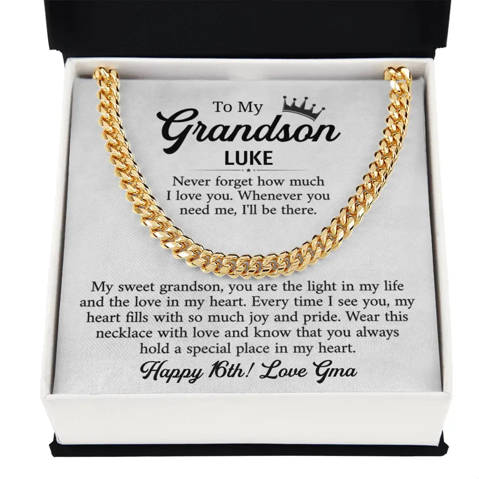 Personalized Gift For Grandson- Cuban Link Chain