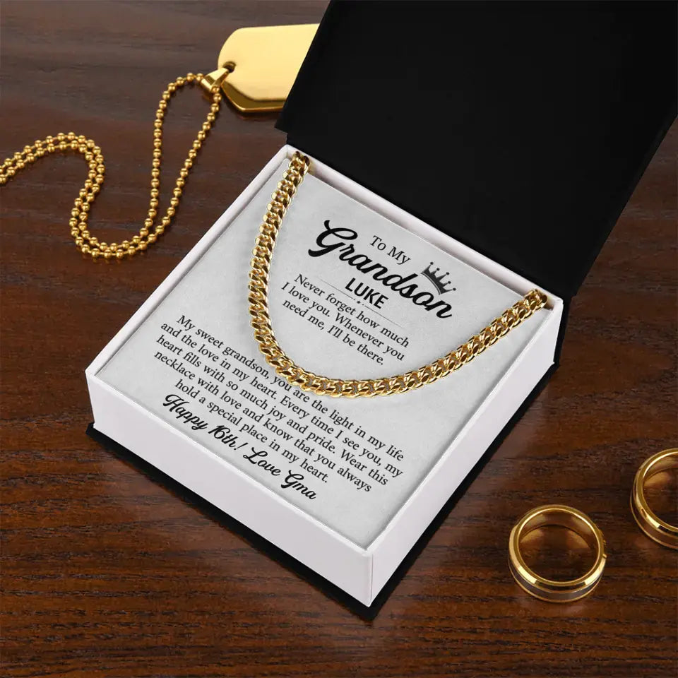 Personalized Gift For Grandson- Cuban Link Chain