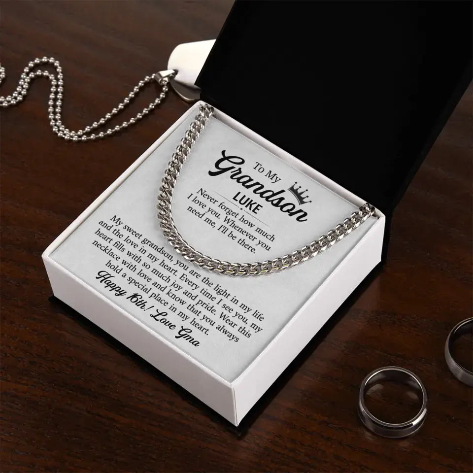 Personalized Gift For Grandson- Cuban Link Chain