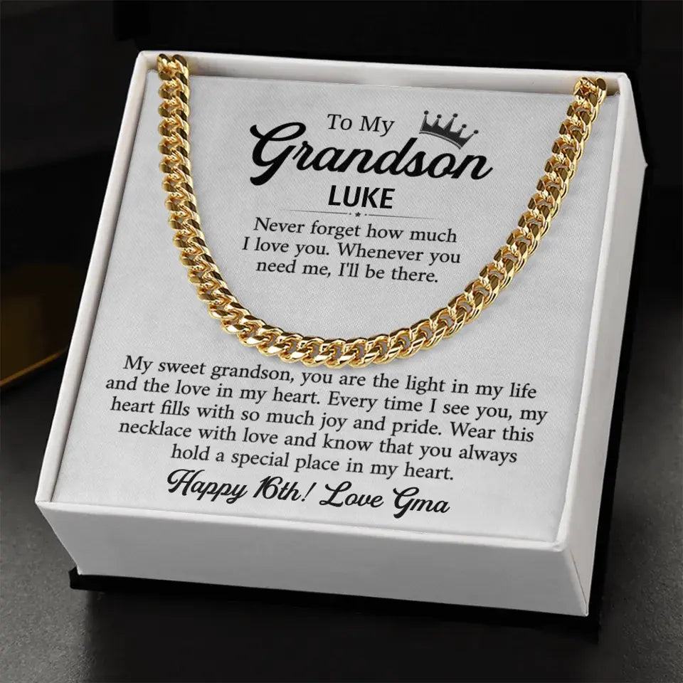 Personalized Gift For Grandson- Cuban Link Chain