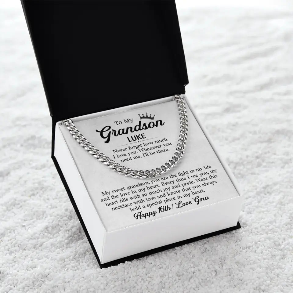 Personalized Gift For Grandson- Cuban Link Chain