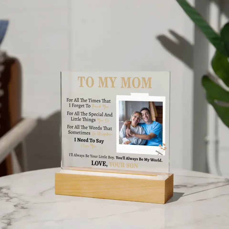 Custom Gift for Mom from Son- Square Acrylic Plaque