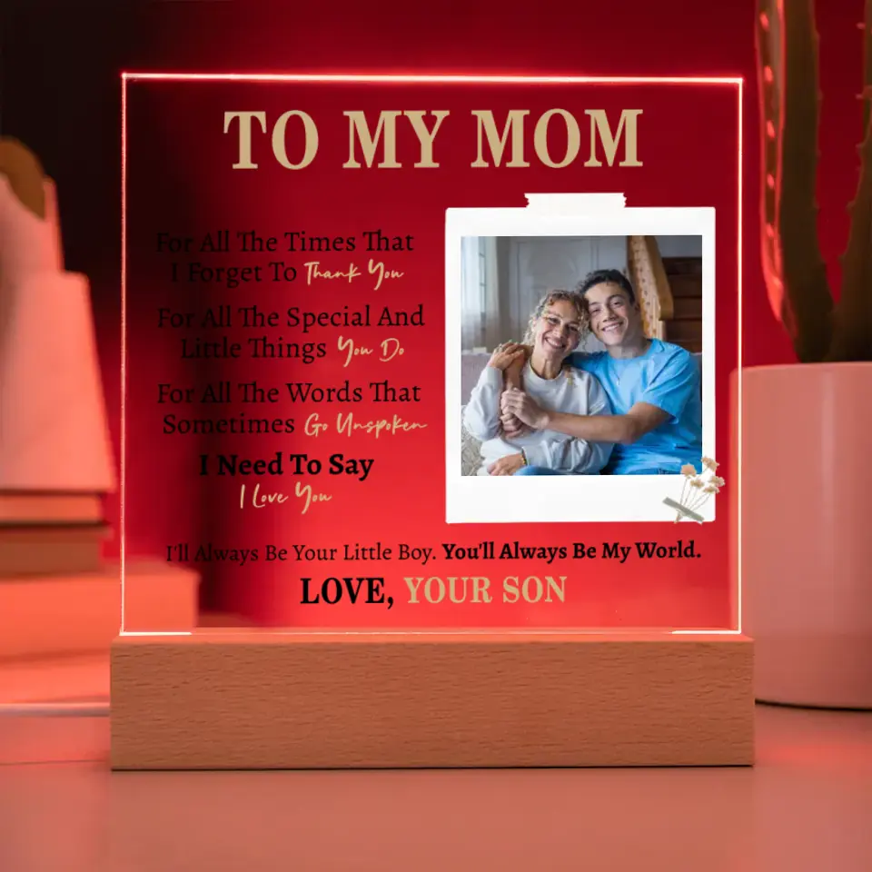 Custom Gift for Mom from Son- Square Acrylic Plaque