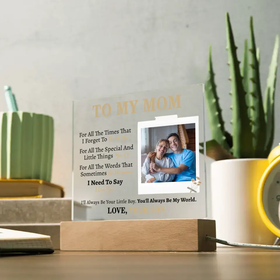 Custom Gift for Mom from Son- Square Acrylic Plaque