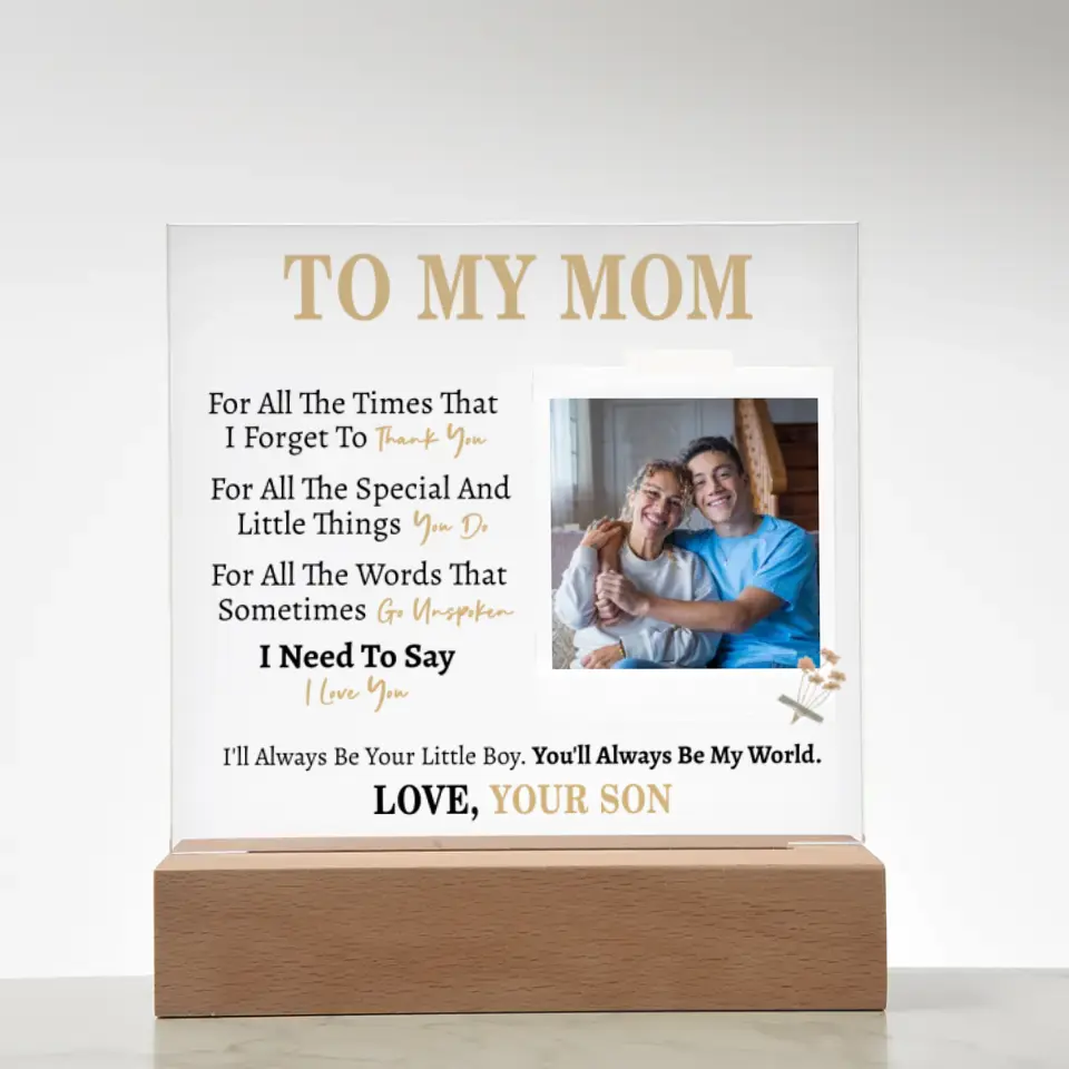 Custom Gift for Mom from Son- Square Acrylic Plaque