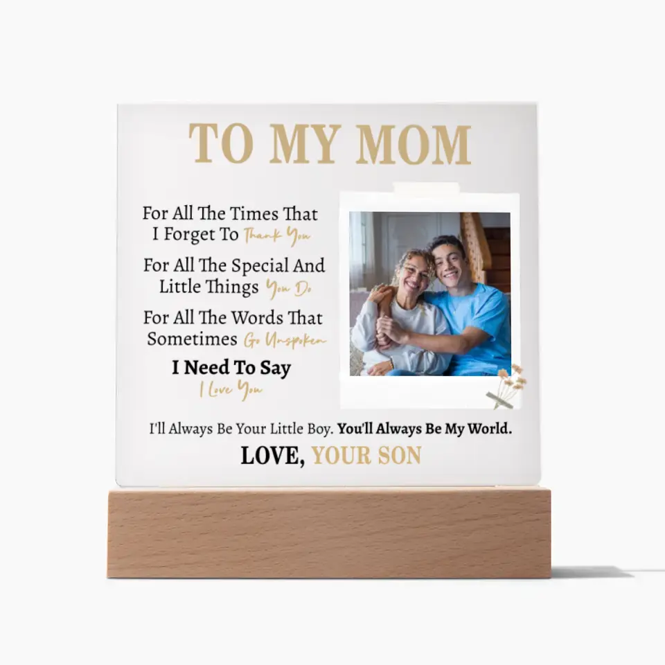 Custom Gift for Mom from Son- Square Acrylic Plaque