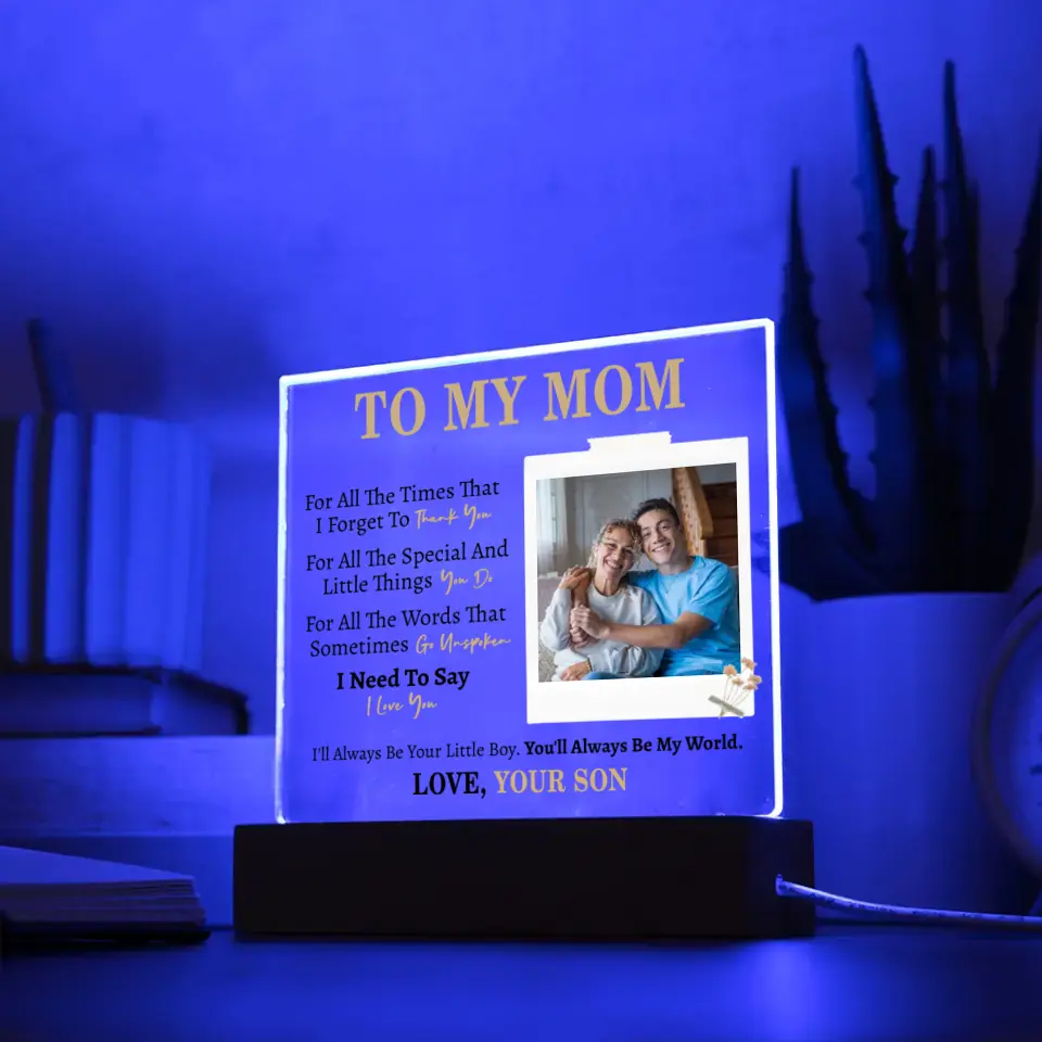 Custom Gift for Mom from Son- Square Acrylic Plaque