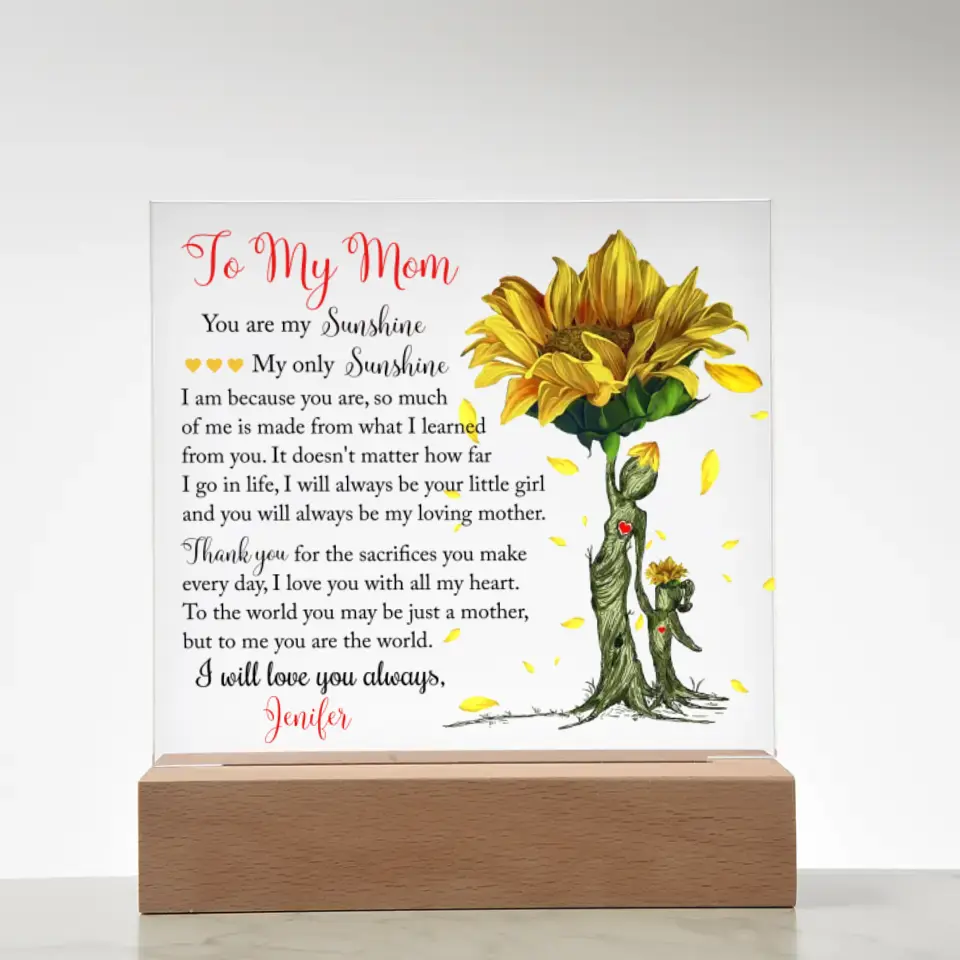 Gift for Mom from Daughter - Square Acrylic Plaque