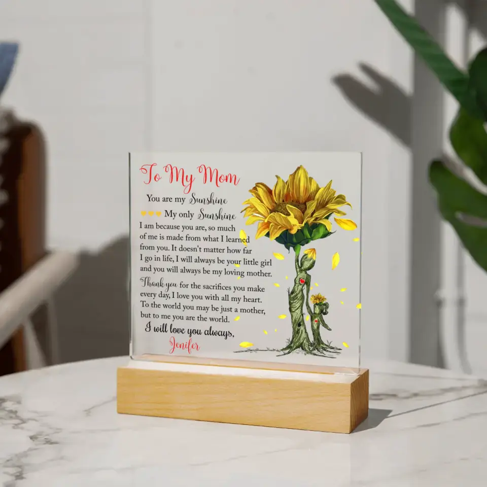 Gift for Mom from Daughter - Square Acrylic Plaque