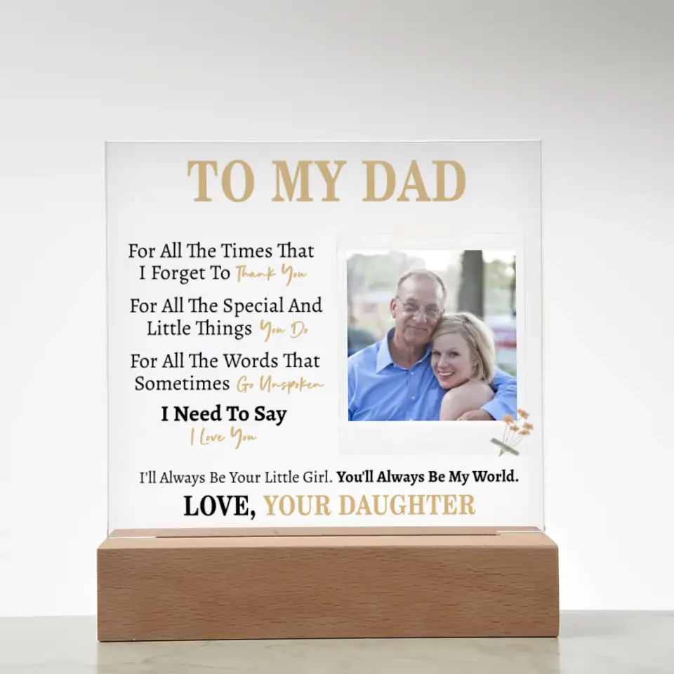 Gift for Dad from Daughter - Custom Photo Square Acrylic Plaque