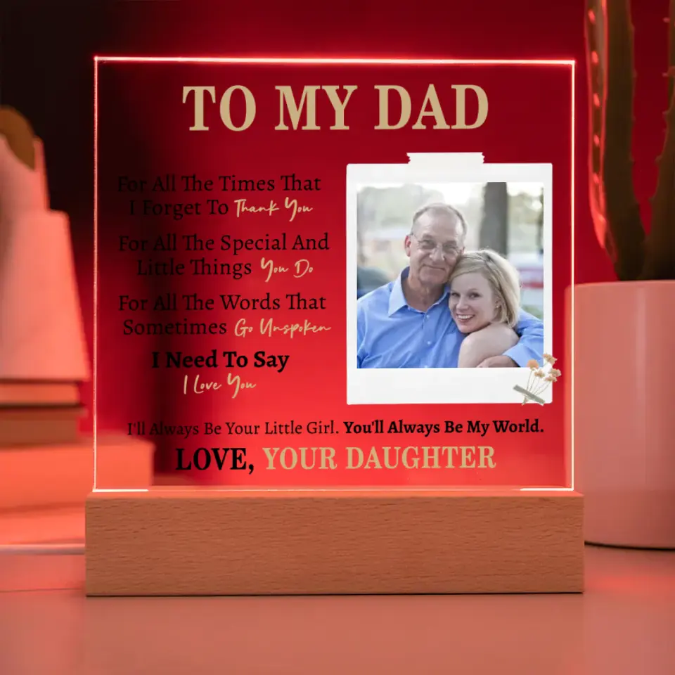 Gift for Dad from Daughter - Custom Photo Square Acrylic Plaque