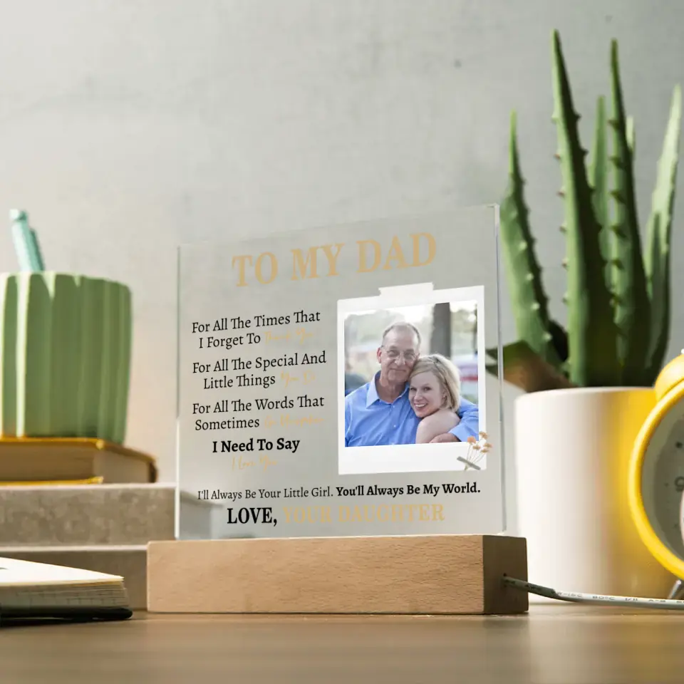 Gift for Dad from Daughter - Custom Photo Square Acrylic Plaque