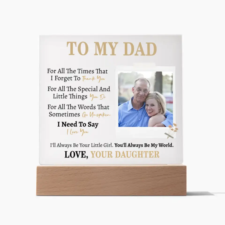 Gift for Dad from Daughter - Custom Photo Square Acrylic Plaque